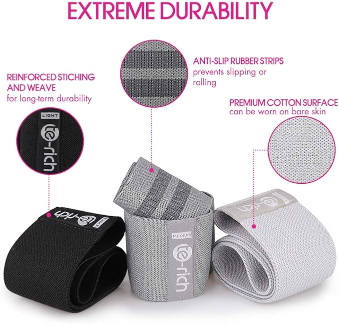 Resistance Bands, Fabric Workout Bands for Women & Men, Cloth Booty Resistance Loop Bands, Thick