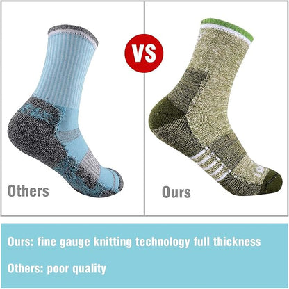 FEIDEER Women's Hiking Walking Socks, Multi-pack Outdoor Recreation Socks Wicking Cushion Crew Socks