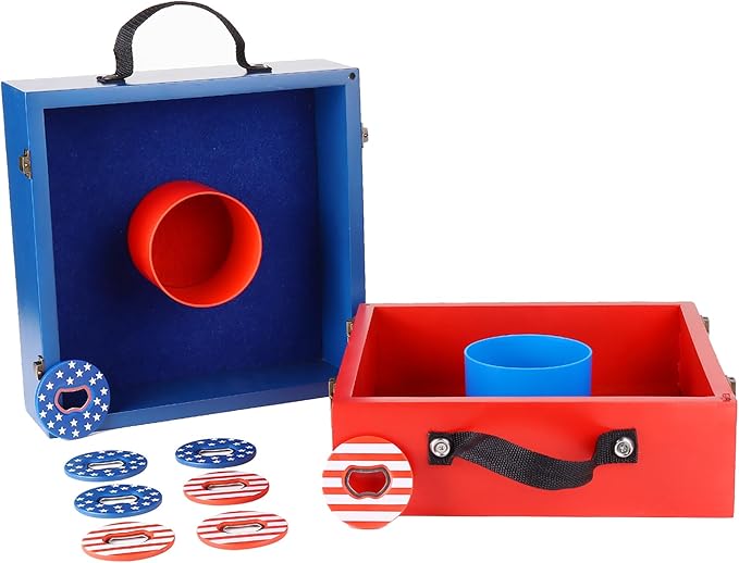 GSE Games & Sports Expert Premium Wood Washer Toss Game Set with 8 Washers with Bottle Opener for