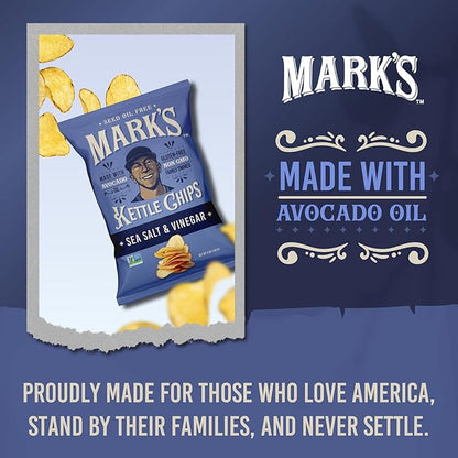 MARK’S Kettle Cooked Avocado Oil Potato Chips, Sea Salt & Vinegar – Seed Oil & GMO Free | Sea Salt