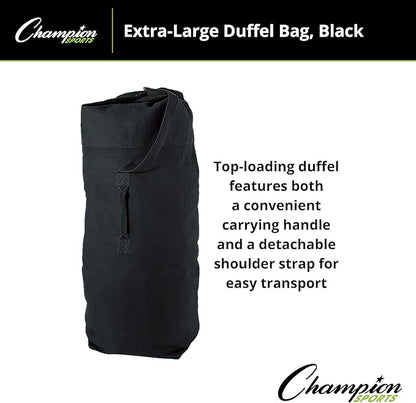 Champion Sports 22 Oz. Top Loading XLarge Canvas Duffel Bag with Strap and Carry Handle