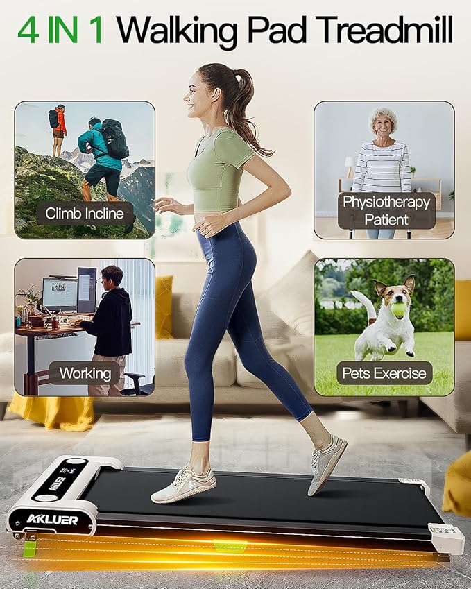 Walking Pad with Incline, Akluer Incline Treadmills for Home, 2.5 HP Under Desk Treadmill Small