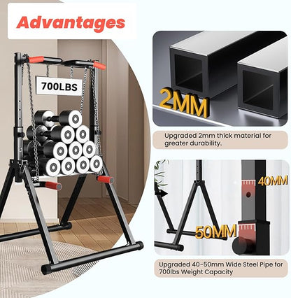 DOBESTS Foldable Power Tower Pull Up Bar Dip Station Adjustable Multifunction Workout Pull Up Tower