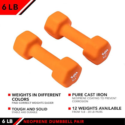 JFIT Dumbbell Pairs or Sets – Neoprene & Vinyl Coated Hand Weights for Home Gym, Strength Training