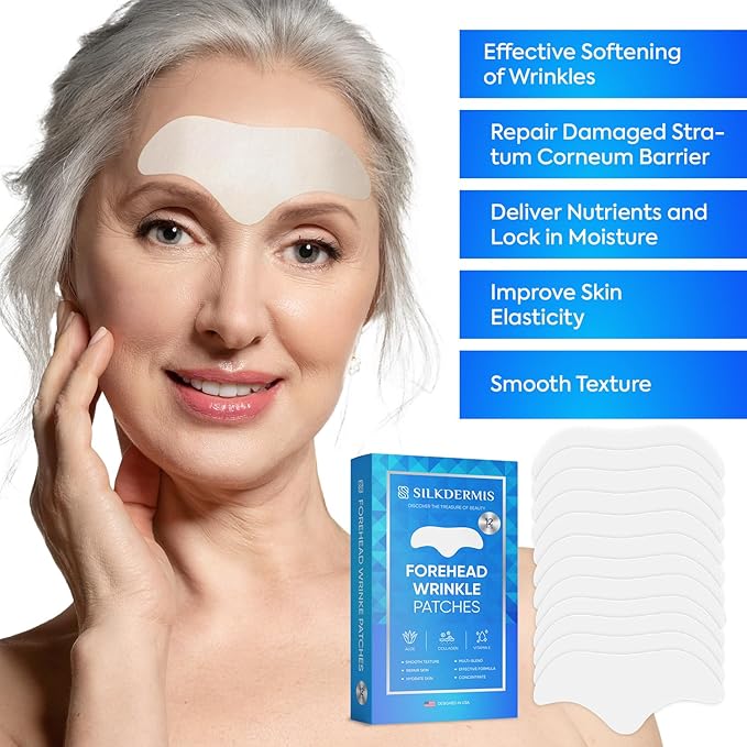 Forehead Wrinkle Patches 12Pcs with Aloe, Collagen, Vitamin E, Anti Wrinkle Patches, Forehead
