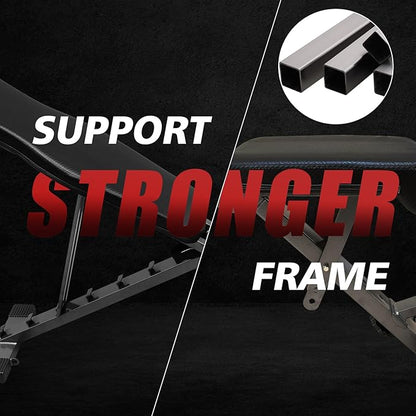 Weight Bench Press, Adjustable Workout Benches for Dumbbell Exercise, 600LBS Foldable Strength