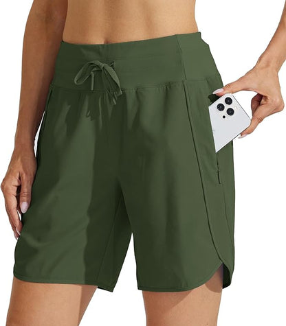 Willit Women's 7" Athletic Running Shorts Long Workout Hiking Shorts Quick Dry High Waisted Active