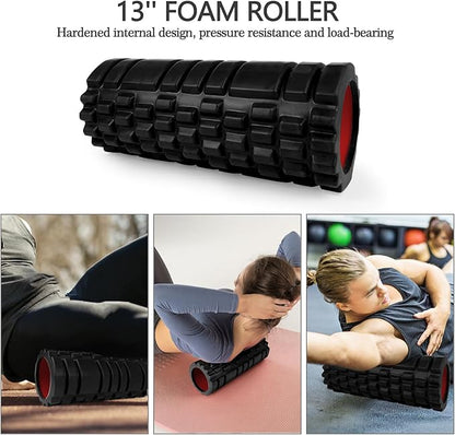5 in 1 Foam Roller Set High Density Foam Roller Patented, Massage Stick, Massage Ball, Resistance