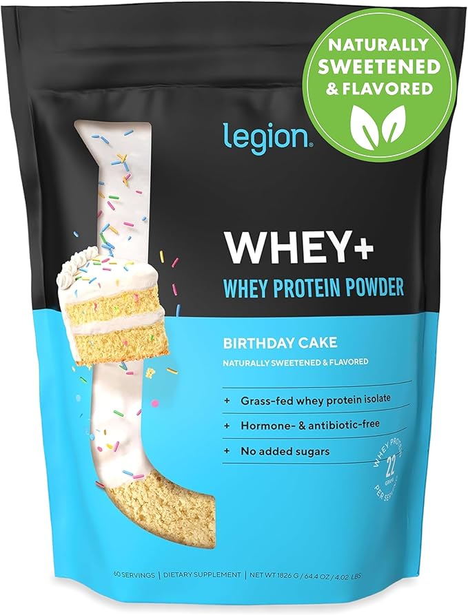 LEGION Whey+ Protein Whey Isolate from Grass Fed Cows - Whey Protein Isolate Powder Low Calorie