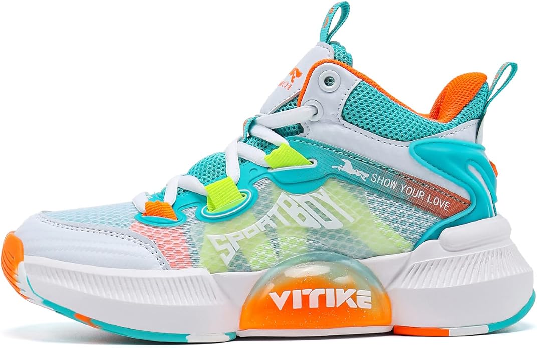 JMFCHI Kids Basketball Shoes High-top Sports Shoes Sneakers Durable Lace-up Non-Slip Running Shoes