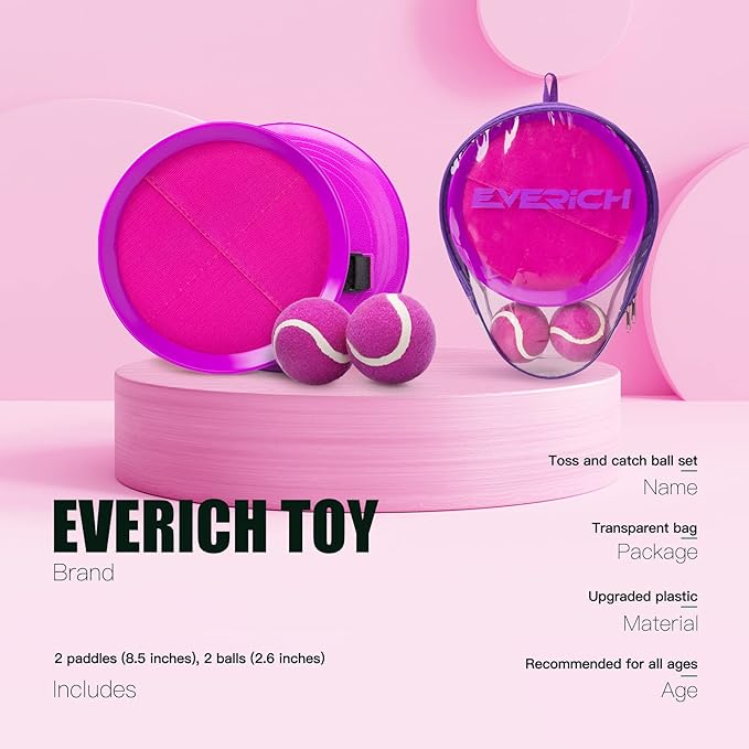 EVERICH Upgraded Toss and Catch Ball Game Set - Indoor and Outdoor Games for Kids 3-12, Beach Sand