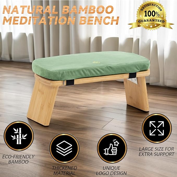 Meditation Bench, Bamboo Meditation Stool, Folding Kneeling Meditation Bench, Seiza Prayer Bench