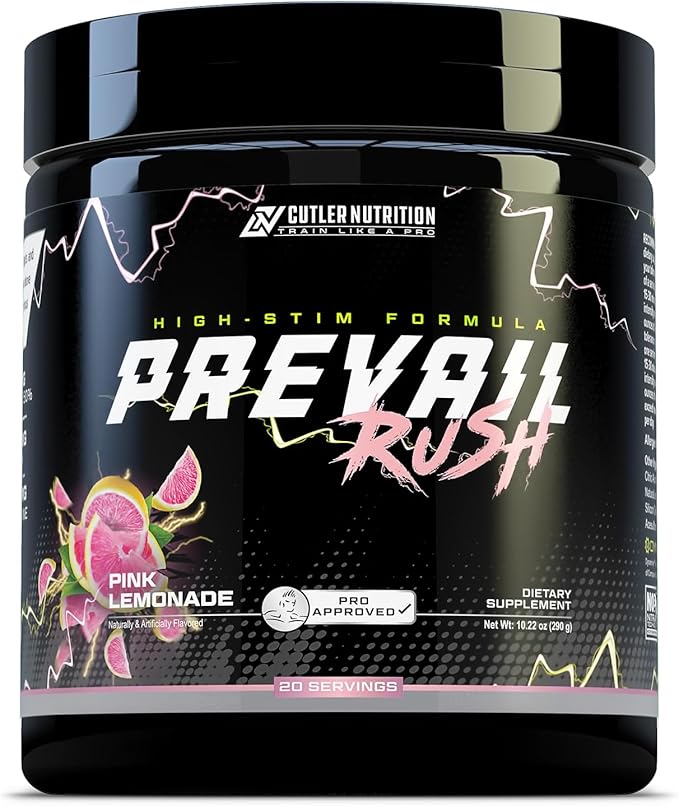 Cutler Nutrition High Stim Pre Workout Powder Prevail Rush Preworkout for Men & Women for Intense