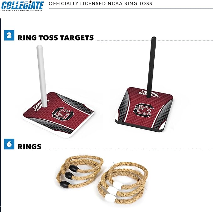 Solid Wood College Quoits Set with Direct Print HD Team Graphics – Tailgate Ring Toss Game – Great