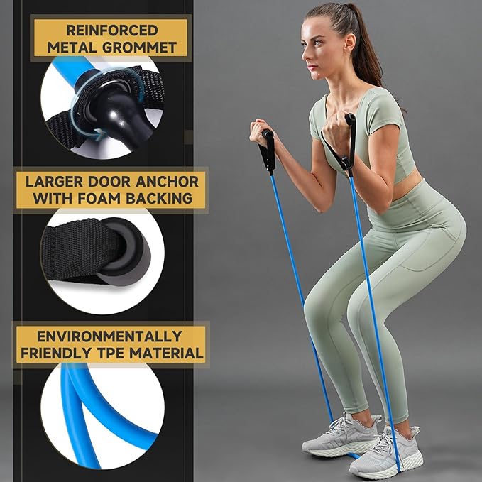 Resistance Bands with Handles for Working Out Women and Men, Exercise Bands with Door Anchor
