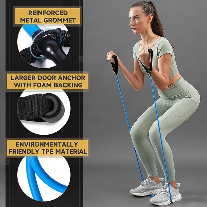 Resistance Bands with Handles for Working Out Women and Men, Exercise Bands with Door Anchor
