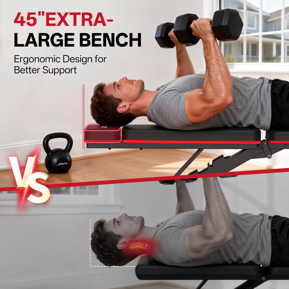 JOROTO Adjustable Weight Bench for Home Gym, 1000 LBS Foldable Incline Decline Flat Workout Bench