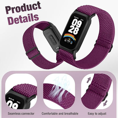 2 Pack Elastic Bands Compatible with Xiaomi Smart Band 9 Active Women Men, Soft Nylon Replacement