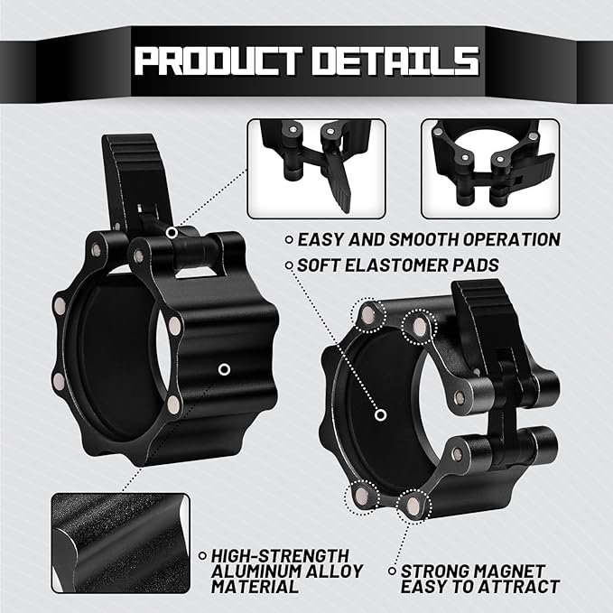 RitFit 2-Inch Magnetic Barbell Collars Locking Clamps - Heavy Duty Aluminum Alloy, Quick Release