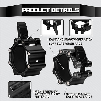 RitFit 2-Inch Magnetic Barbell Collars Locking Clamps - Heavy Duty Aluminum Alloy, Quick Release