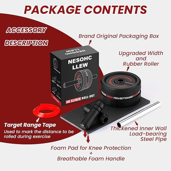 Upgraded Ab Roller Wheel. Abdominal Training Roller for Men/Women, Abdominal Wheels Widened to 3.4