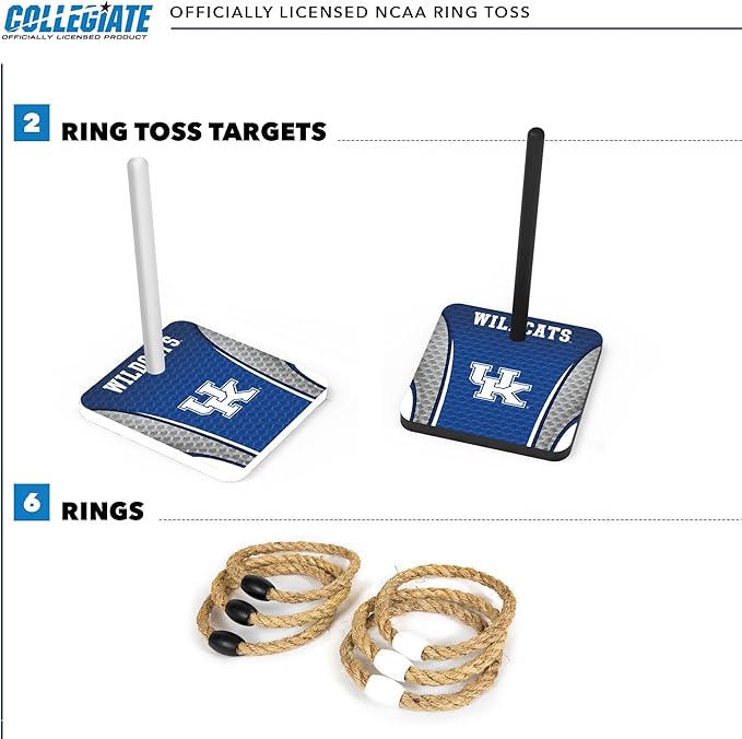 Solid Wood College Quoits Set with Direct Print HD Team Graphics – Tailgate Ring Toss Game – Great