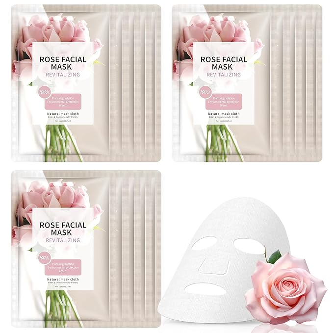 15 Sheets Face Masks Skincare, Rose Pink Hydrating Facial Masks for Women Skin Care, Deeping