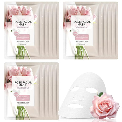 15 Sheets Face Masks Skincare, Rose Pink Hydrating Facial Masks for Women Skin Care, Deeping