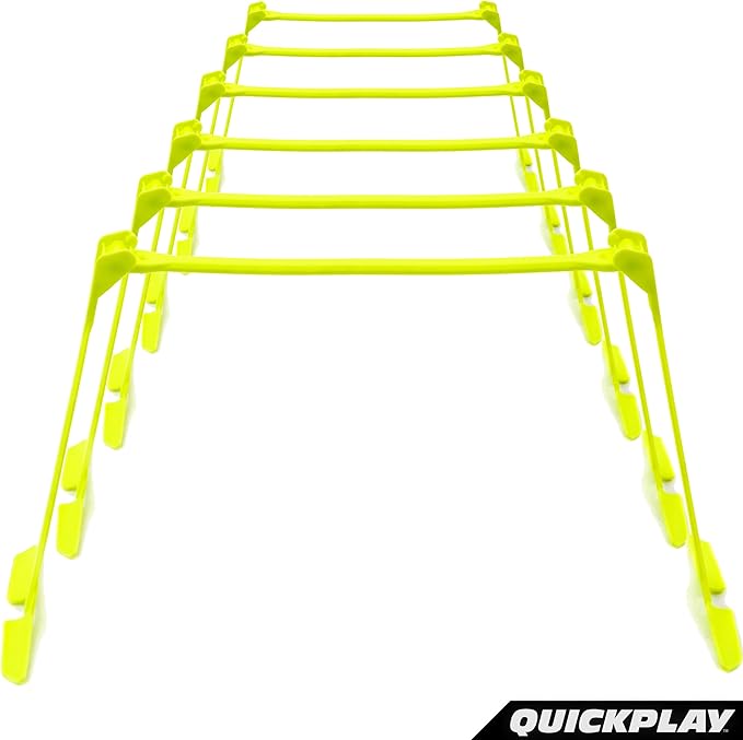 QUICKPLAY PRO Quick-Click Adjustable Speed Hurdles, Set of 6 | 3 Heights in One (6", 9", 12") |