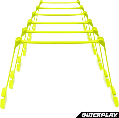 QUICKPLAY PRO Quick-Click Adjustable Speed Hurdles, Set of 6 | 3 Heights in One (6", 9", 12") |