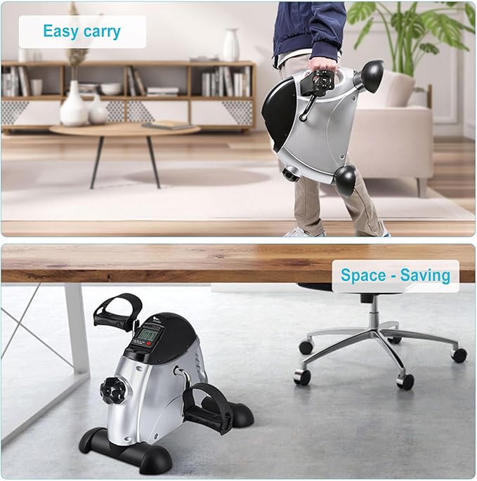 Mini Exercise Bike, himaly Under Desk Bike Pedal Exerciser Portable Foot Cycle Arm & Leg Peddler