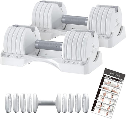 Adjustable Dumbbell – 12.5/25lb Single Unit OR Set of 2 – 5-in-1 Adjustable Weight for Home Gym