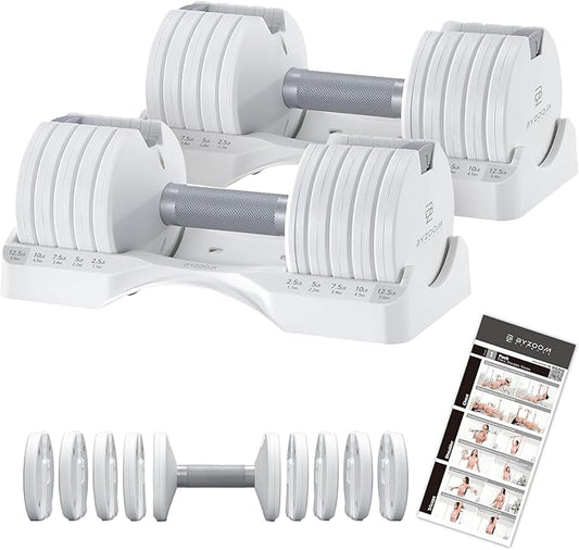 Adjustable Dumbbell – 12.5/25lb Single Unit OR Set of 2 – 5-in-1 Adjustable Weight for Home Gym