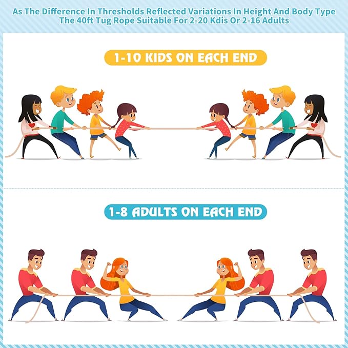 Tug of War Rope for Kids and Adults,Outdoor Field Day Family Reunion Birthday Party, Summer Outside