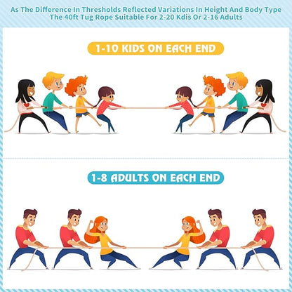 Tug of War Rope for Kids and Adults,Outdoor Field Day Family Reunion Birthday Party, Summer Outside