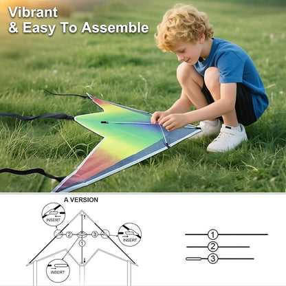 Easy to Fly Kites for Kids Ages 4-8 8-12 & Adults, Beach Flying Toys Butterfly Kite with Handle and