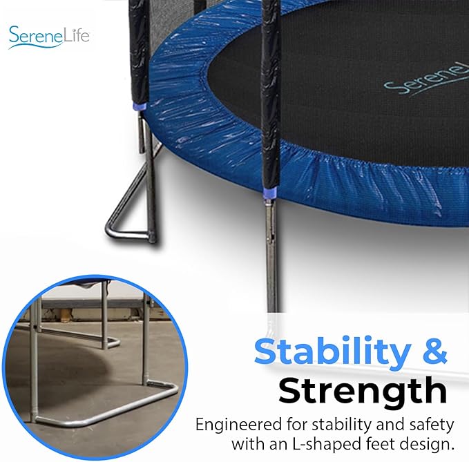 SereneLife 8FT 10FT 12FT 14FT Outdoor Trampoline for Kids and Adults – ASTM Certified Heavy-Duty
