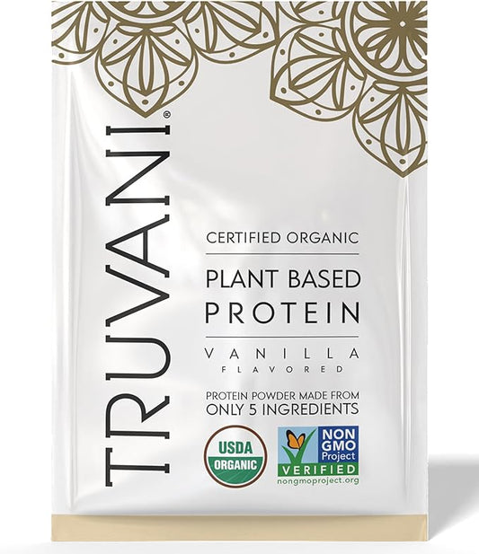 Truvani Vegan Pea Protein Powder | Vanilla | 20g Organic Plant Based Protein | 1 Serving | Keto |