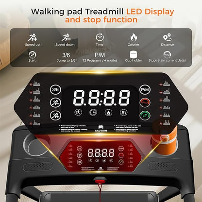 Treadmill with Incline, 3.0HP Small Treadmills for Home, Portable Electric Treadmill with