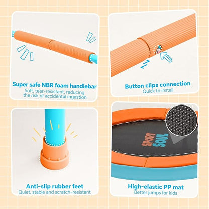 SPORTSOUL Mini Trampoline for Kids 3-6 with Super Safe Foam Handle Bar, 3ft Toddler Trampoline