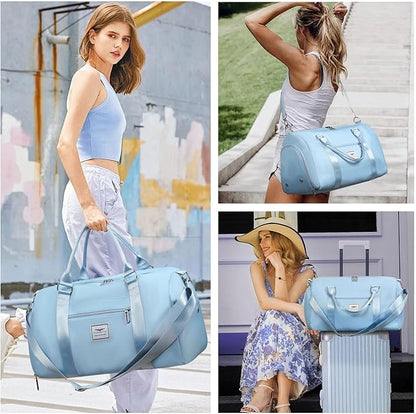 FIORETTO Womens Gym Tote Duffle Bag with Wet Pocket & Shoe Compartment, Sports Duffel Overnight