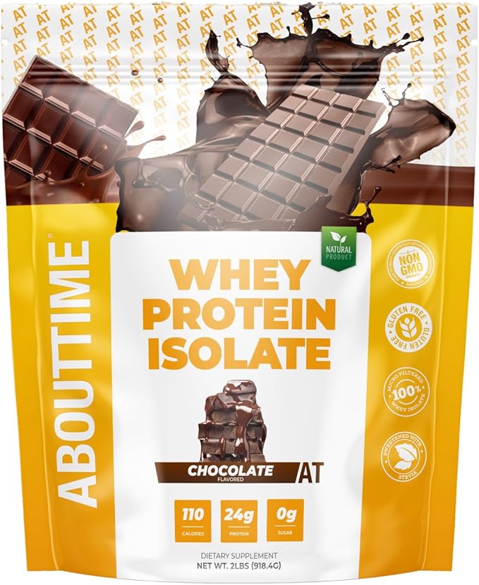 About Time Whey Protein Isolate Powder 24g Chocolate, Natural Ingredients, Non-GMO, Gluten-Free