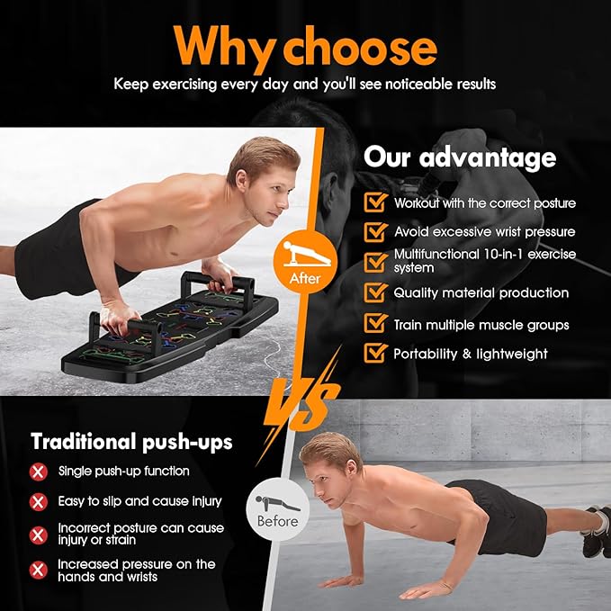 Push Up Board,Home Gym,Portable Exercise Equipment,Pilates Bar and 20 Fitness Accessories with