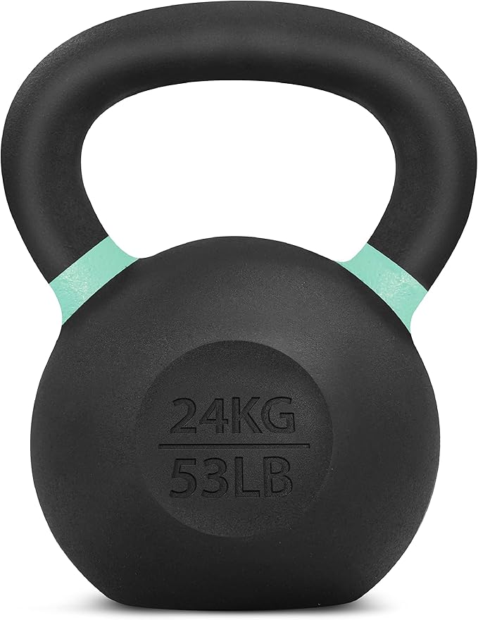 Yes4All Kettlebell, Heavy Duty Powder Coated Cast Iron Kettlebells, Non-Slip Handle & Flat Bottom
