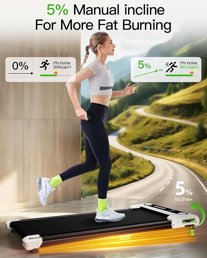 Walking Pad with Incline, Akluer Incline Treadmills for Home, 2.5 HP Under Desk Treadmill Small