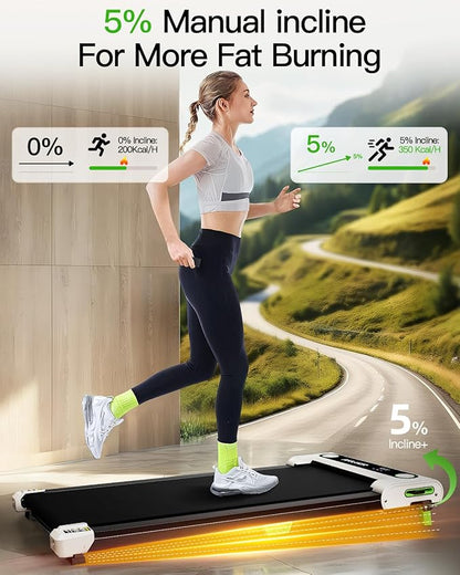 Walking Pad with Incline, Akluer Incline Treadmills for Home, 2.5 HP Under Desk Treadmill Small