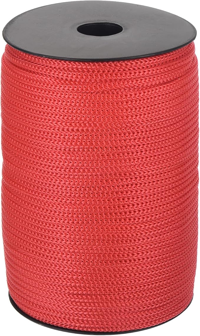 MECCANIXITY 5/32 Inch Polypropylene Rope Braided Ropes, 328ft Camping Rope Hollow Utility Cord for