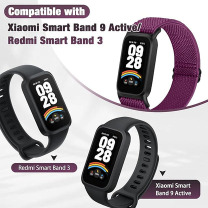 2 Pack Elastic Bands Compatible with Xiaomi Smart Band 9 Active Women Men, Soft Nylon Replacement