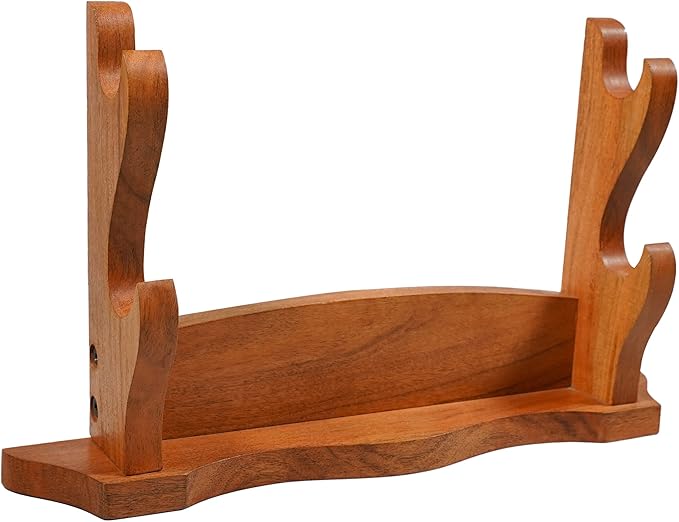 Mythrojan Solid Wood Sword Stand Wall Mount Display Rack for Medieval, Samurai, Katana & Knife