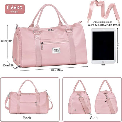 FIORETTO Womens Gym Tote Duffle Bag with Wet Pocket & Shoe Compartment, Sports Duffel Overnight